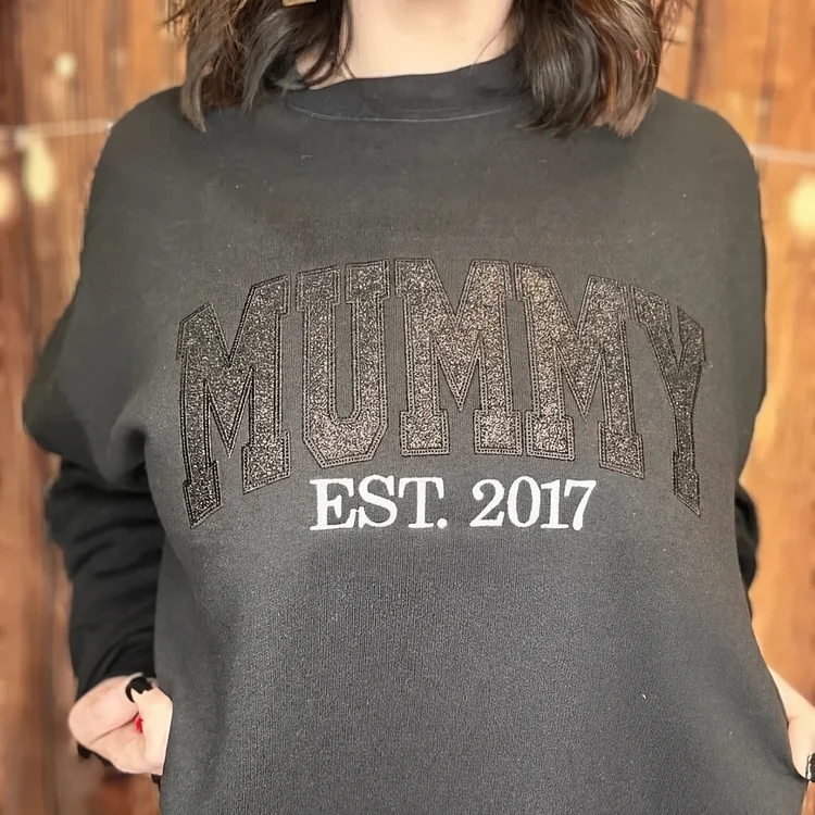 Custom Embroidered Applique Glitter Mama Sweatshirt - Gift for Mom