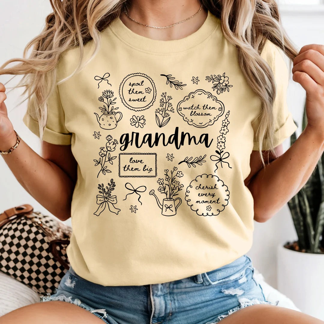 Custom Floral Grandma Heat Transfer Print Sweatshirt | Mother&