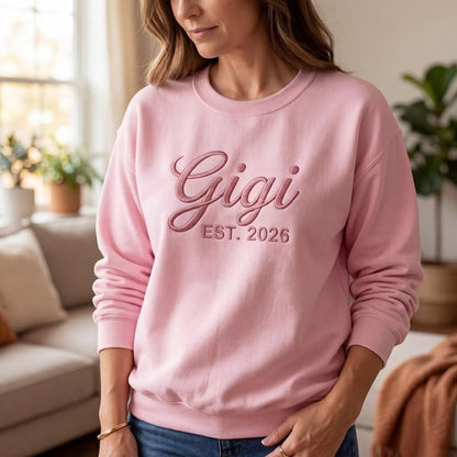 Custom Embroidered Grandma Mama Nana Mimi Sweatshirt &amp; Hoodie with Kids Names on Sleeves Mother&