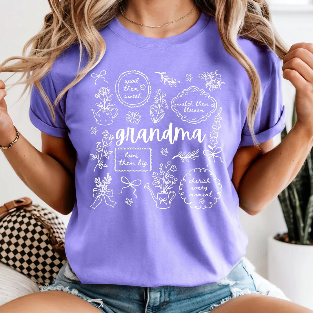 Custom Floral Grandma Heat Transfer Print Sweatshirt | Mother&