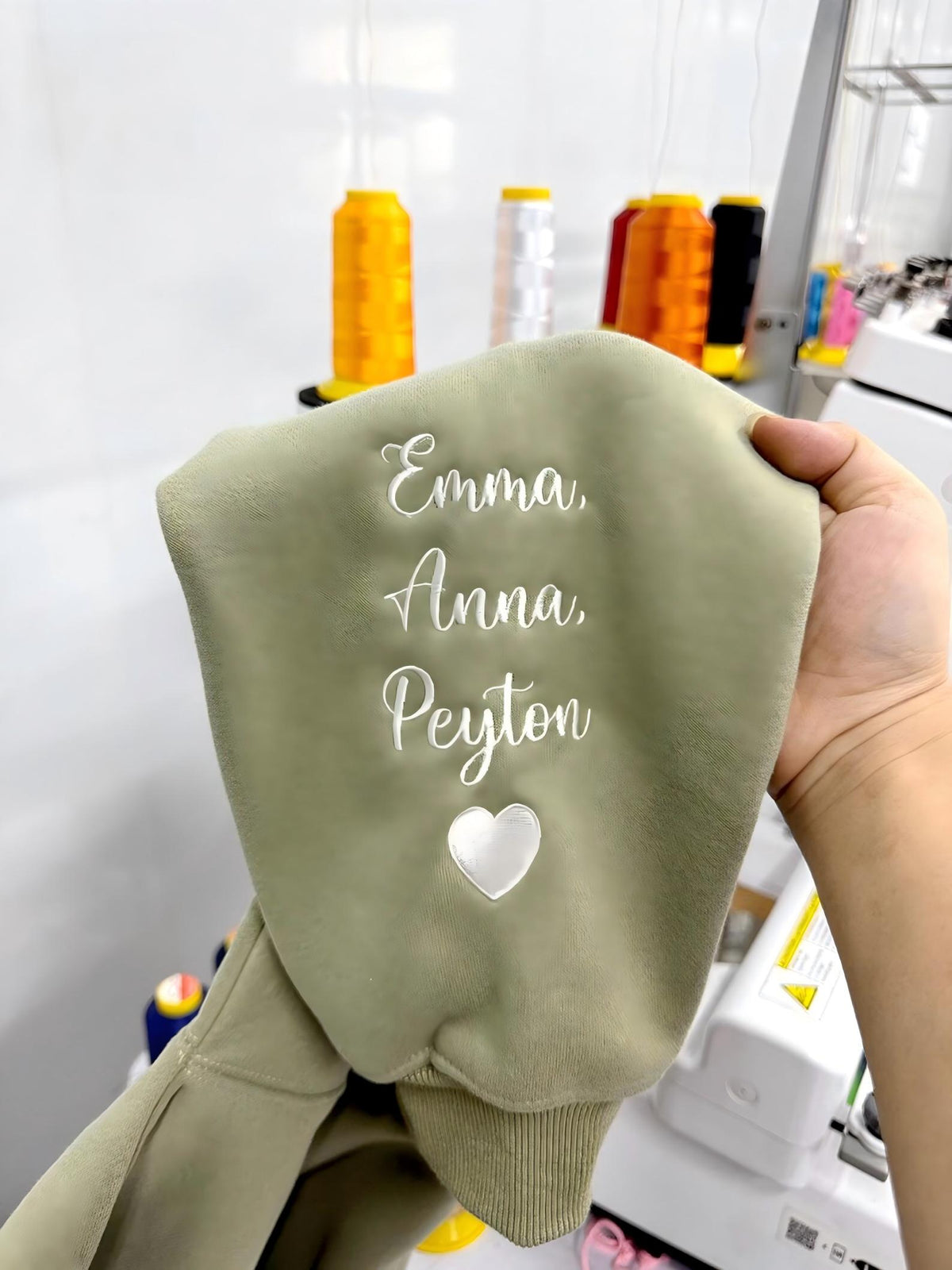 Custom Embroidered Mama Portrait Sweatshirt with Kid Name on Sleeve | Mother&