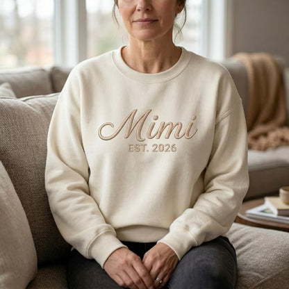 Custom Embroidered Grandma Mama Nana Mimi Sweatshirt &amp; Hoodie with Kids Names on Sleeves Mother&