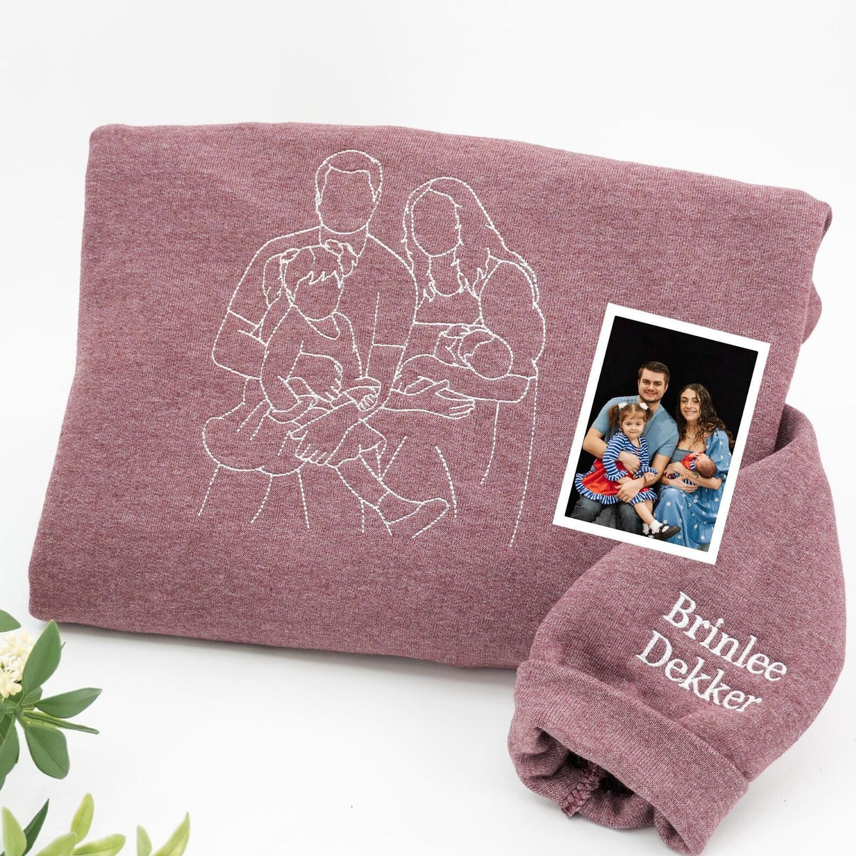 Custom Parent-Child Photo Outline Embroidered Sweatshirt - Surprise Mother&