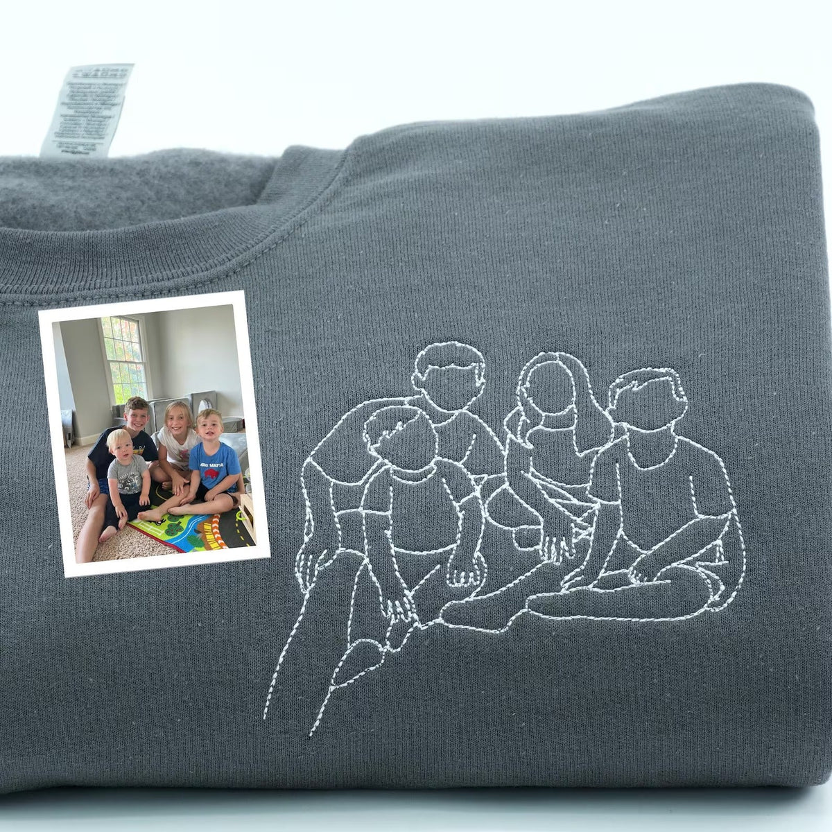 Custom Parent-Child Photo Outline Embroidered Sweatshirt - Surprise Mother&