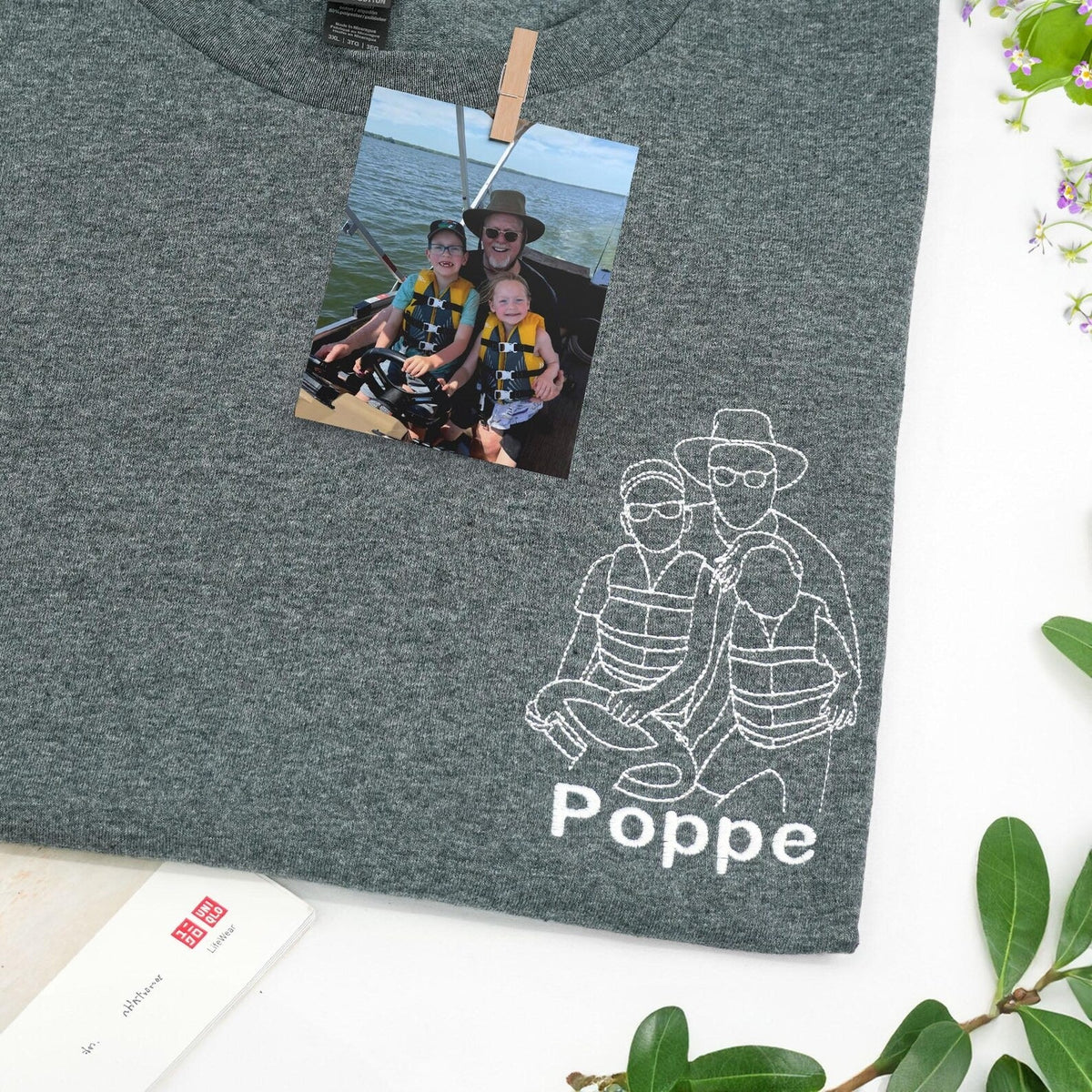 Custom Parent-Child Photo Outline Embroidered Sweatshirt - Surprise Mother&