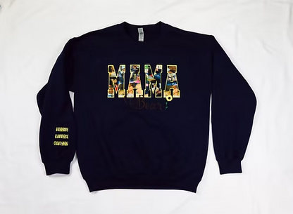 Custom Photo Embroidered Sweatshirt Hoodie T-shirt, MAMA/MOM/DAD Sweatshirt