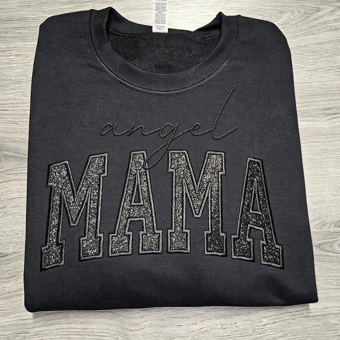 Custom Glitter Embroidered "Angel Mama" Sweatshirt | Mother&