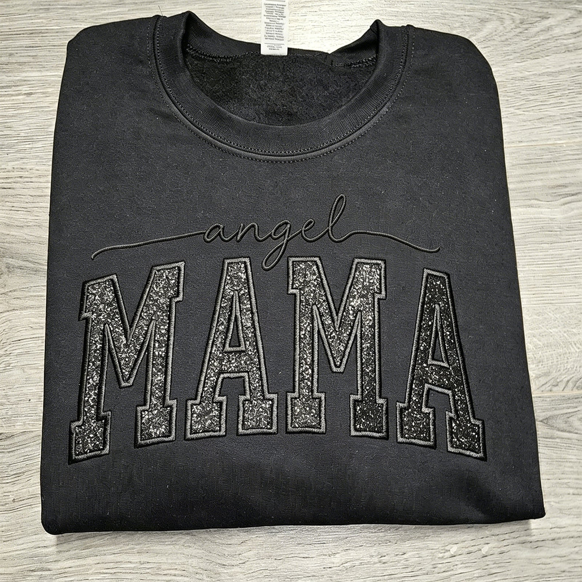 Custom Glitter Embroidered "Angel Mama" Sweatshirt | Mother&