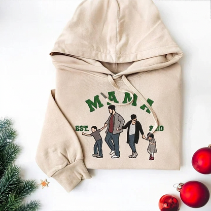 👨‍👩‍👧‍👦 Personalized Embroidered Family Photo Sweatshirt – Custom Portrait from Your Favorite Photo