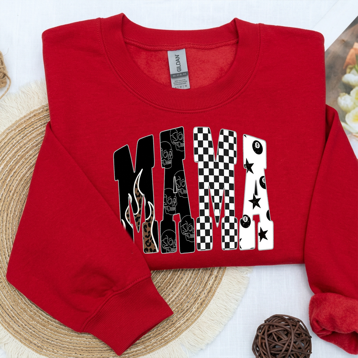 Custom Edgy Mama Crew Sweatshirt Western Clothing | Mother&