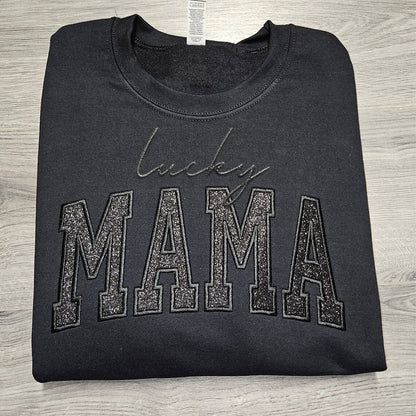 Custom Glitter Embroidered "Lucky Mama" Sweatshirt | Mother's Day Gift