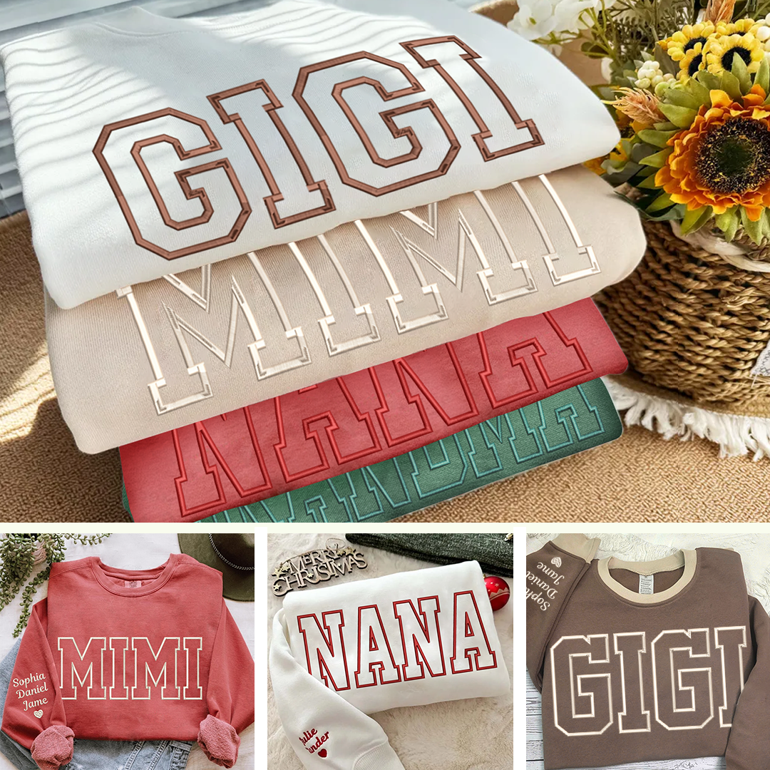 Custom Embroidered Personalized Mama Nana Gigi Mimi and Grandkids Sweatshirt | Mother&