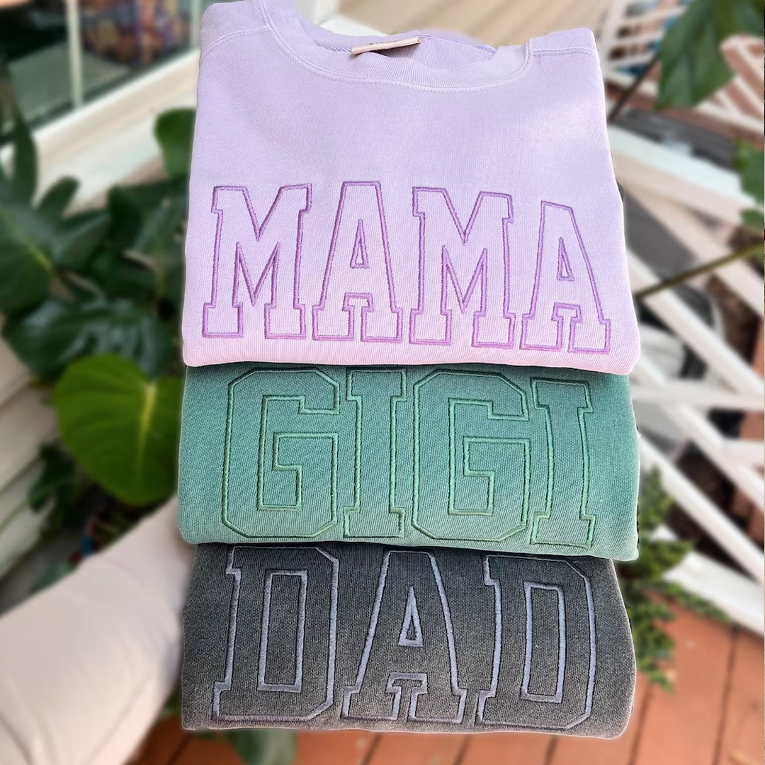 Custom Embroidered Personalized Mama Nana Gigi Mimi and Grandkids Sweatshirt | Mother&