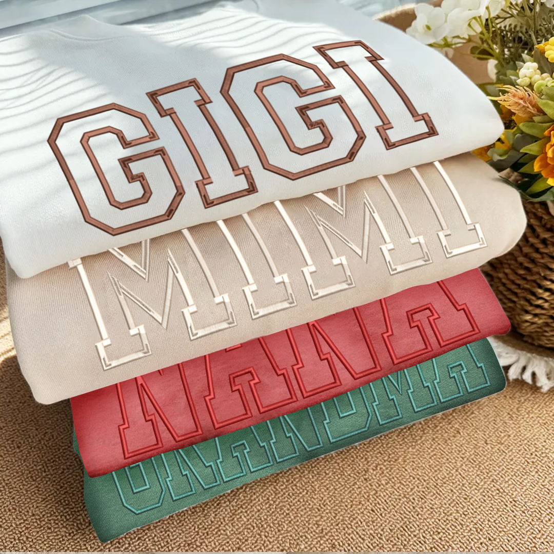 Custom Embroidered Personalized Mama Nana Gigi Mimi and Grandkids Sweatshirt | Mother&
