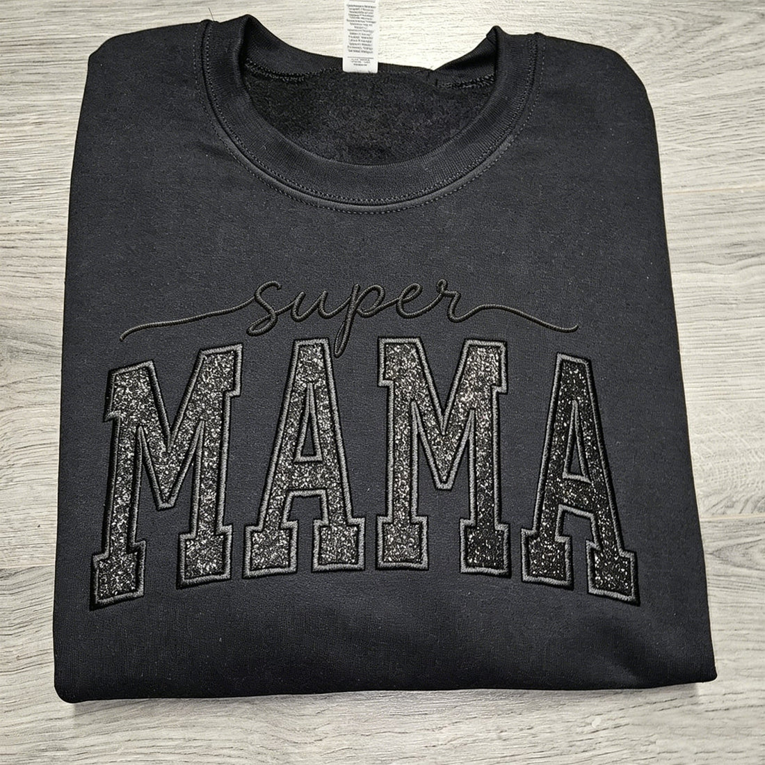Custom Glitter Embroidered "Super Mama" Sweatshirt | Mother&