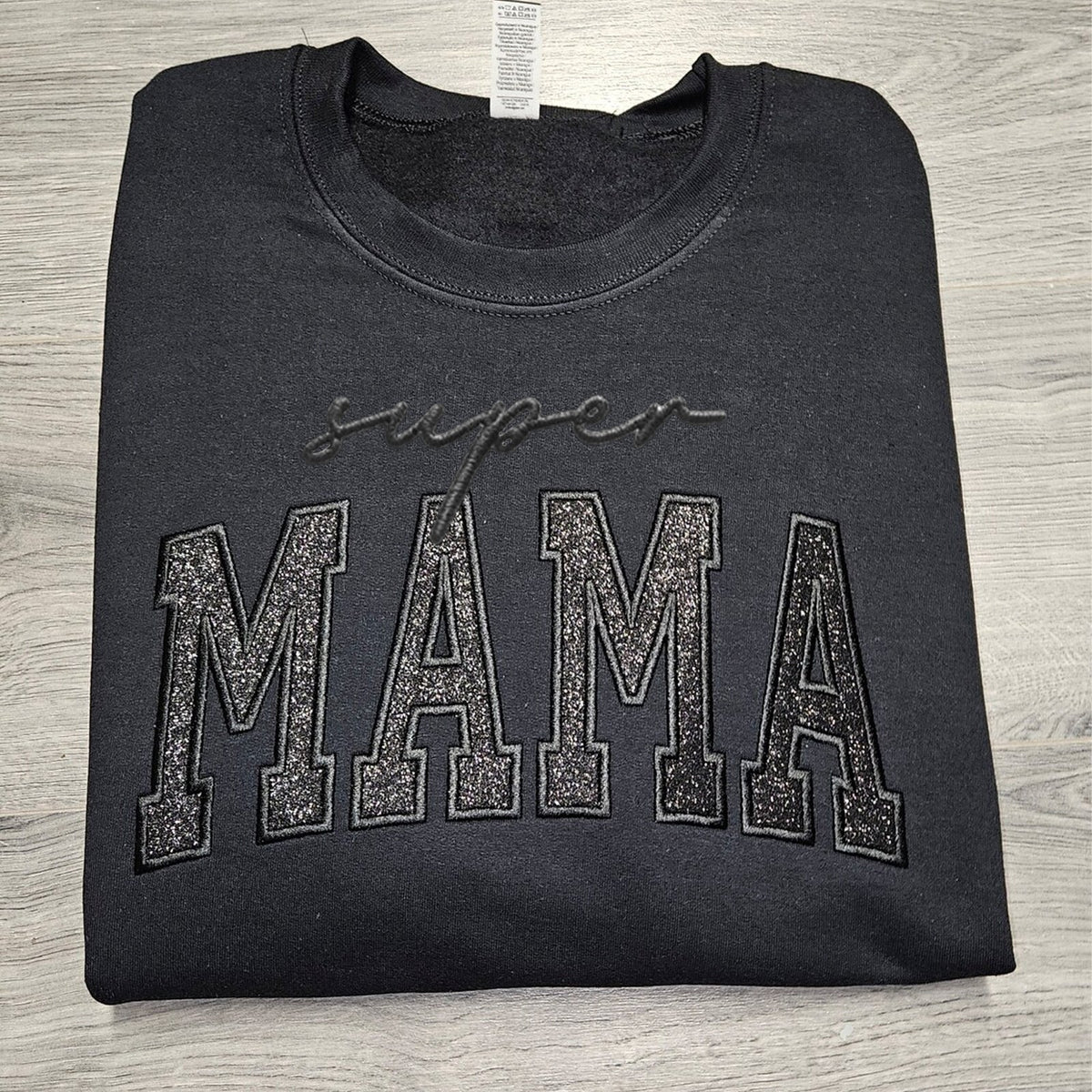 Custom Glitter Embroidered "Super Mama" Sweatshirt | Mother's Day Gift
