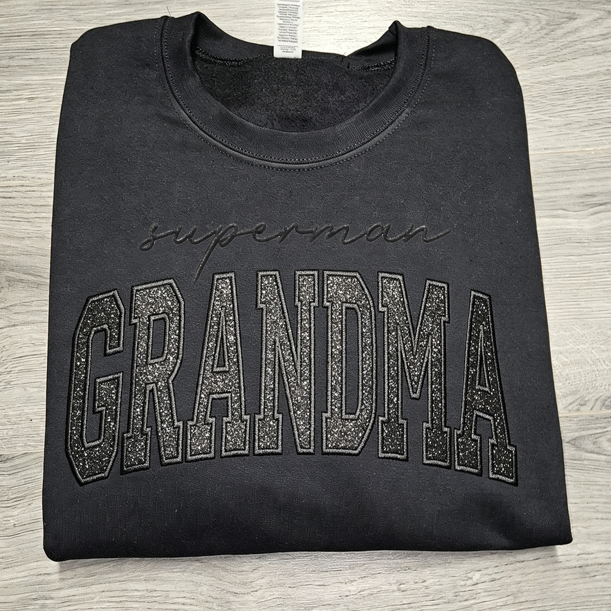 Custom Glitter Embroidered "Superman Grandma" Sweatshirt | Mother&
