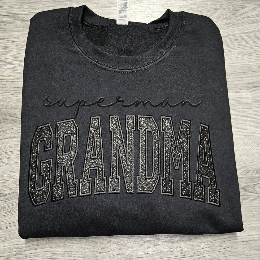Custom Glitter Embroidered "Superman Grandma" Sweatshirt | Mother&