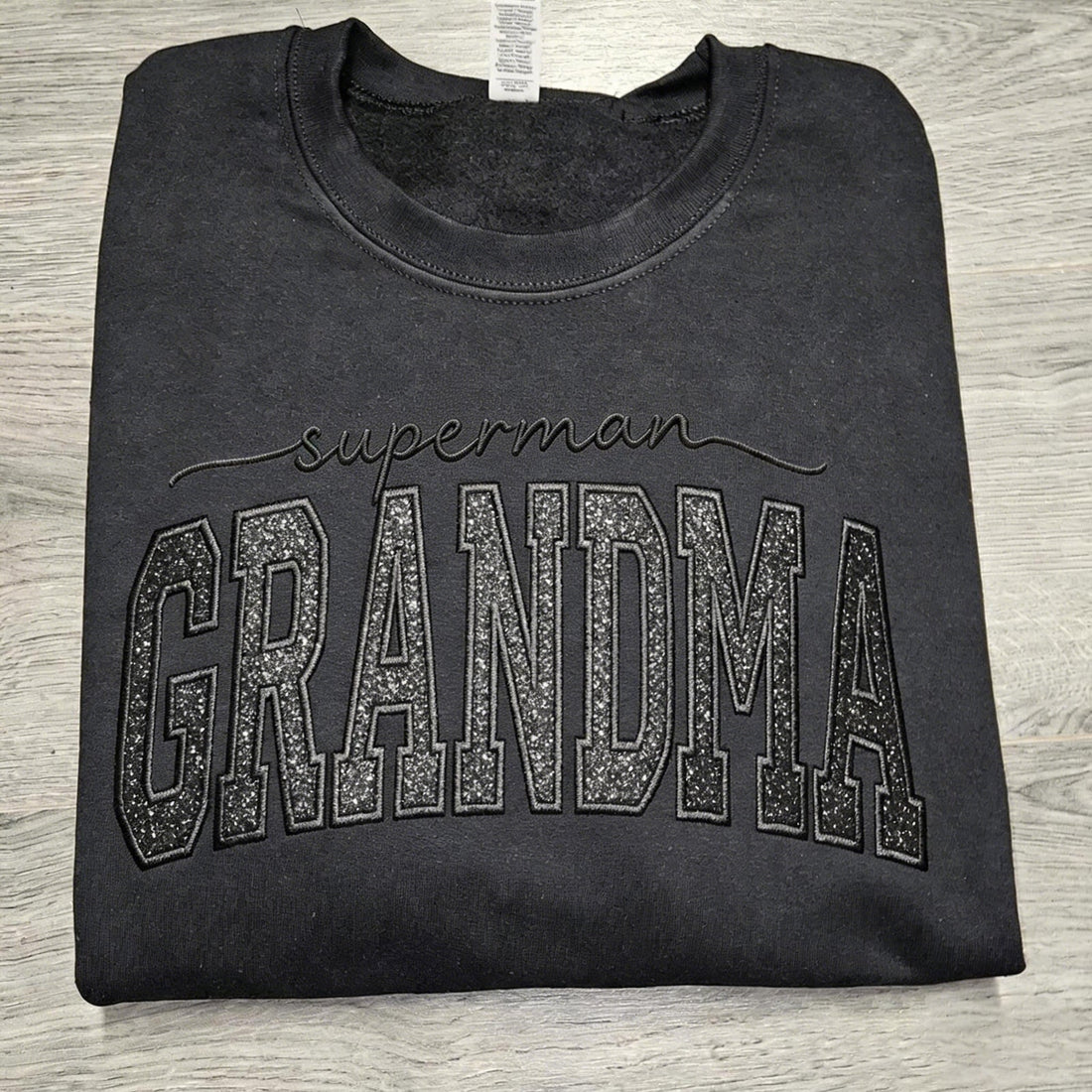 Custom Glitter Embroidered "Superman Grandma" Sweatshirt | Mother&