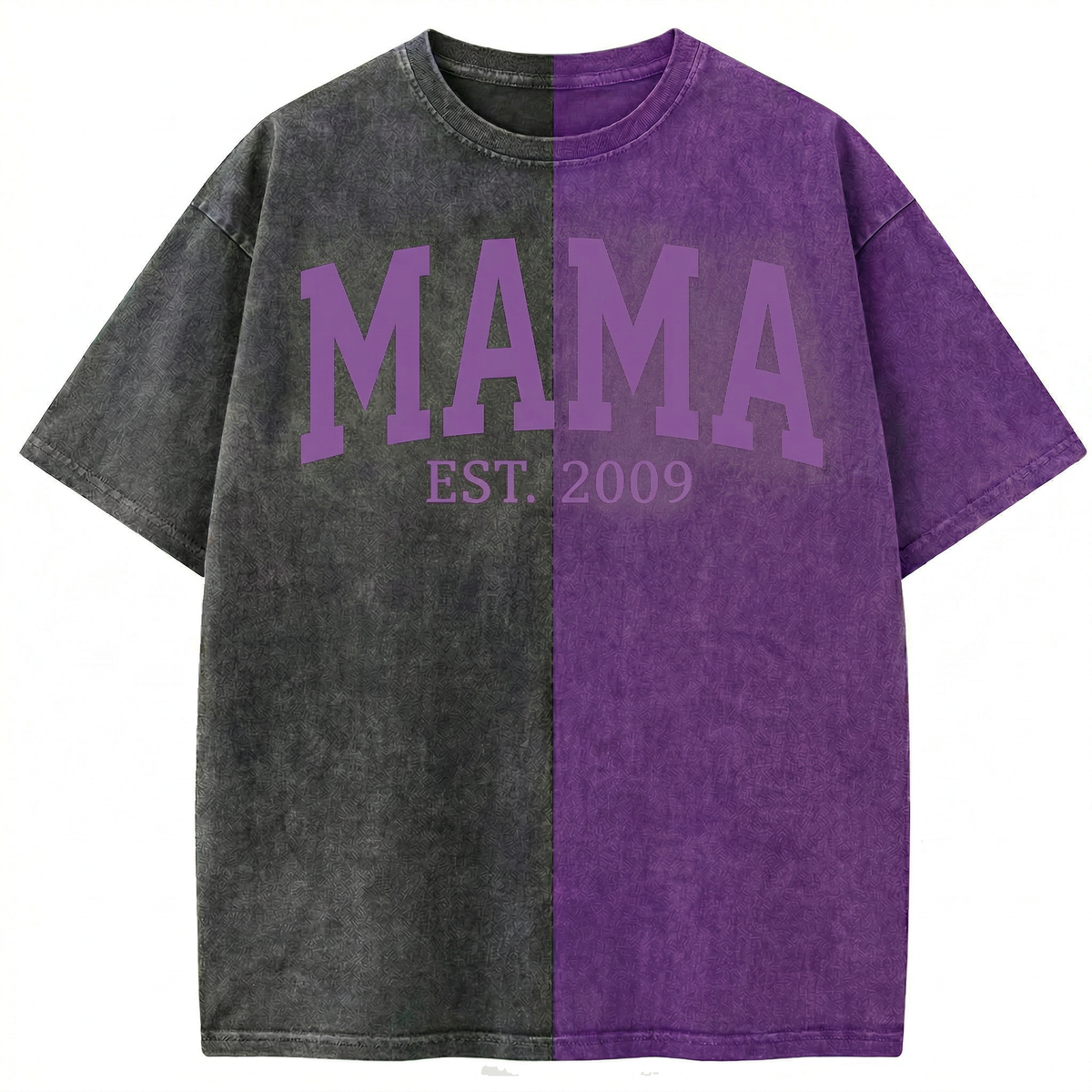 Custom Washed Patchwork MOM Print T-shirt Mothers Day Gift for Mama
