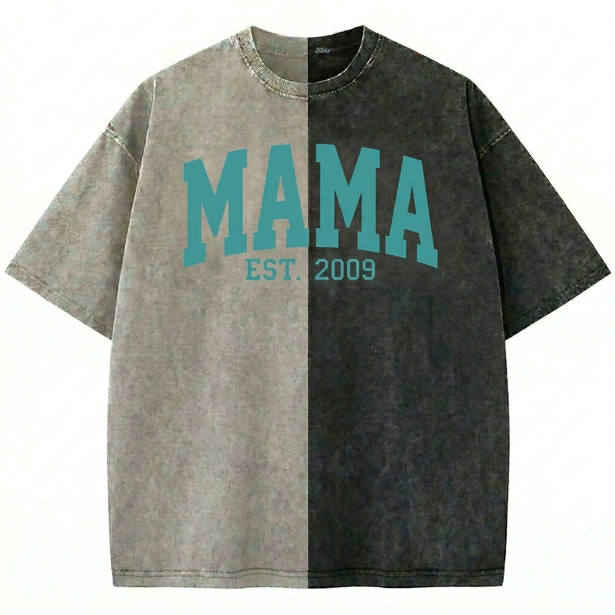Custom Washed Patchwork MOM Print T-shirt Mothers Day Gift for Mama