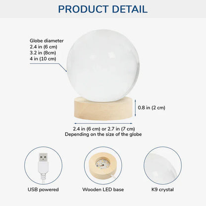Personalized Crystal Ball Night Light - Custom Photo Gift for Dad, Father's Day Gift
